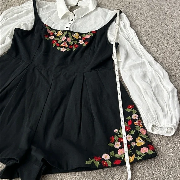 Anthropologie Maeve Long-Sleeve Embroidered Twofer Romper One-Piece Size 10 NEW - Picture 11 of 15